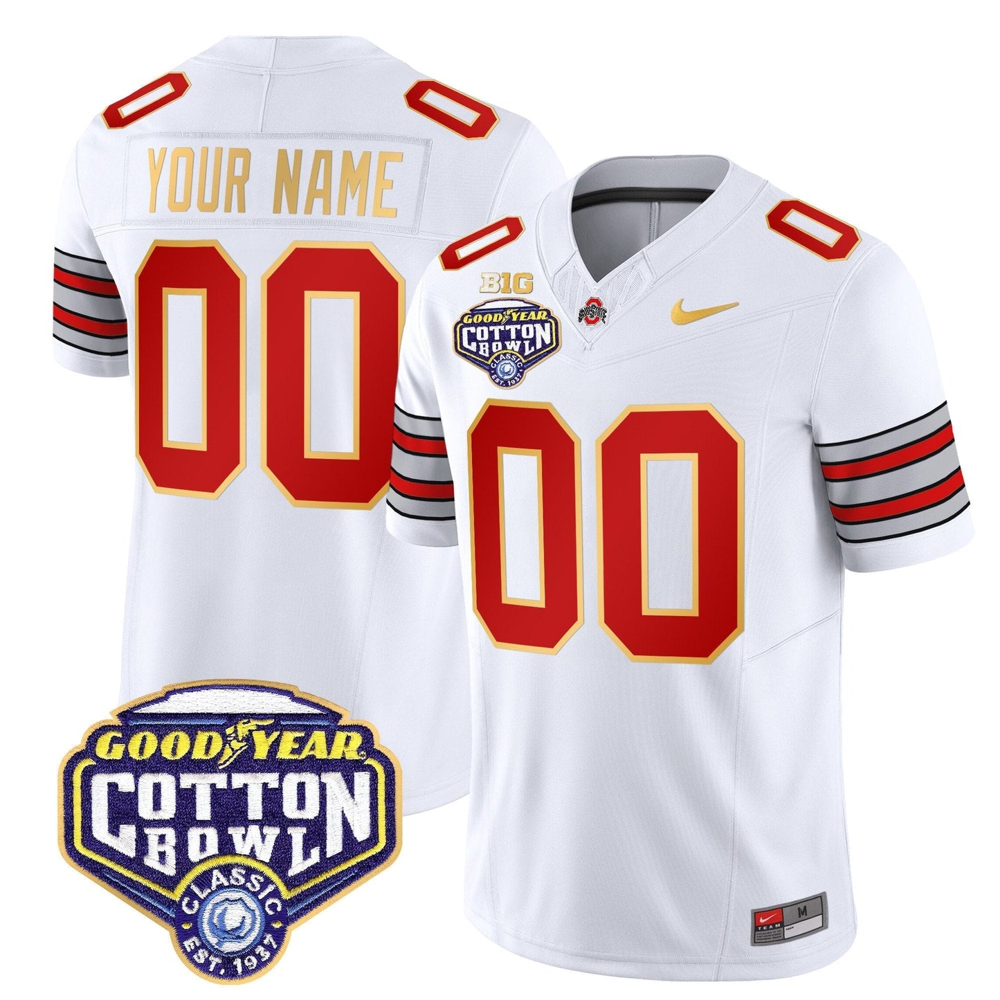 OSU 'Heritage Stripe' Cotton Bowl Patch Gold Trim Vapor Limited Custom Jersey - All Stitched