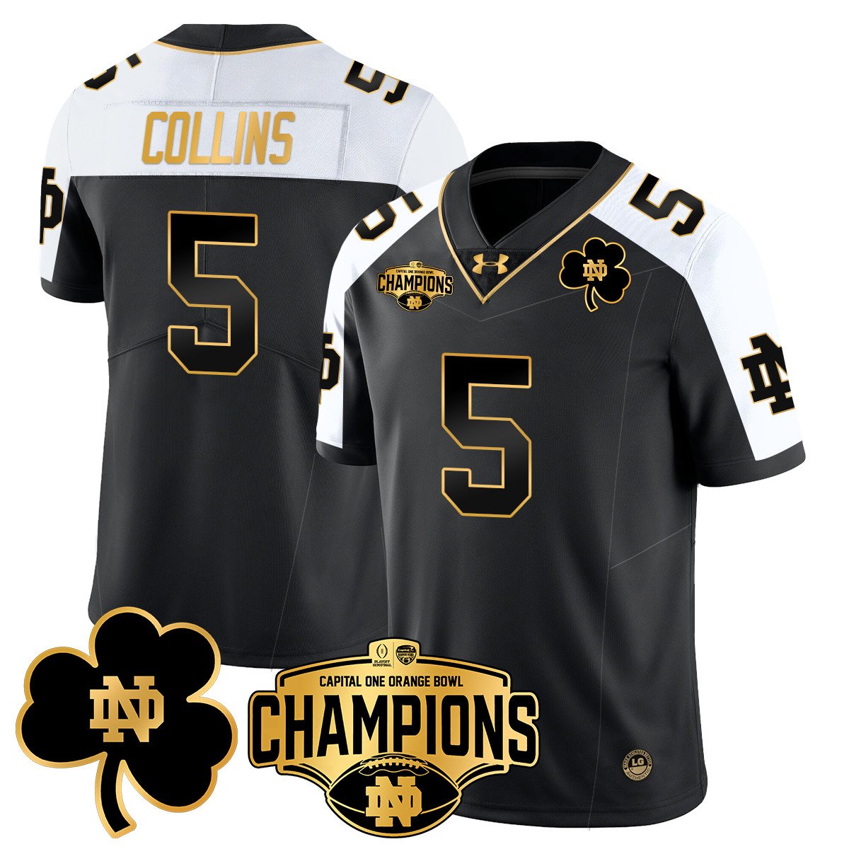 ND 2025 Orange Bowl Champions Jersey N5 - All Stitched
