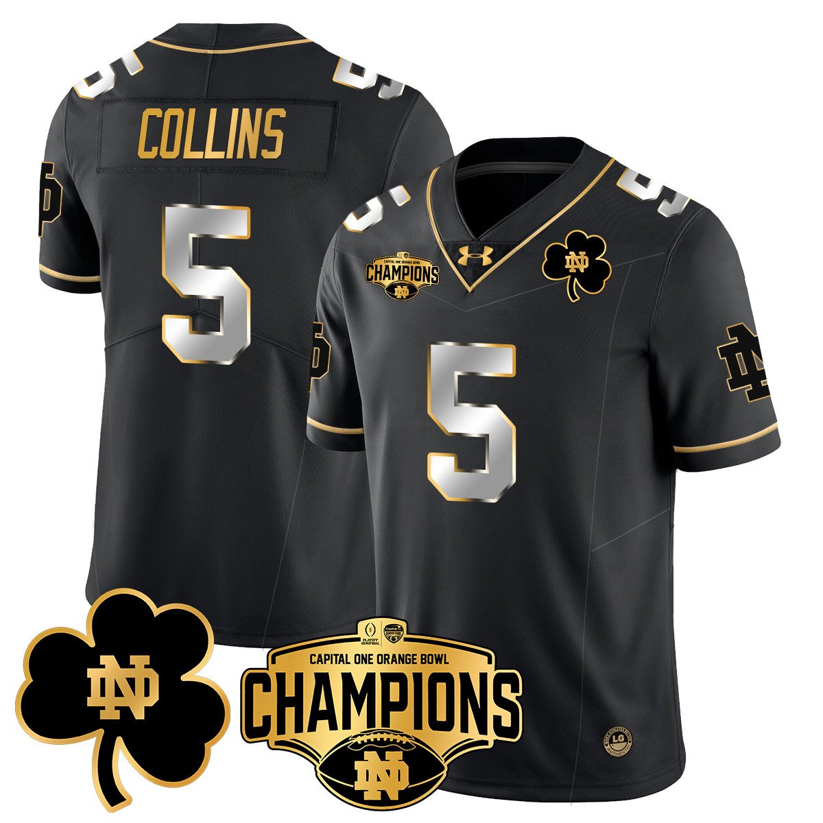 ND 2025 Orange Bowl Champions Jersey N5 - All Stitched