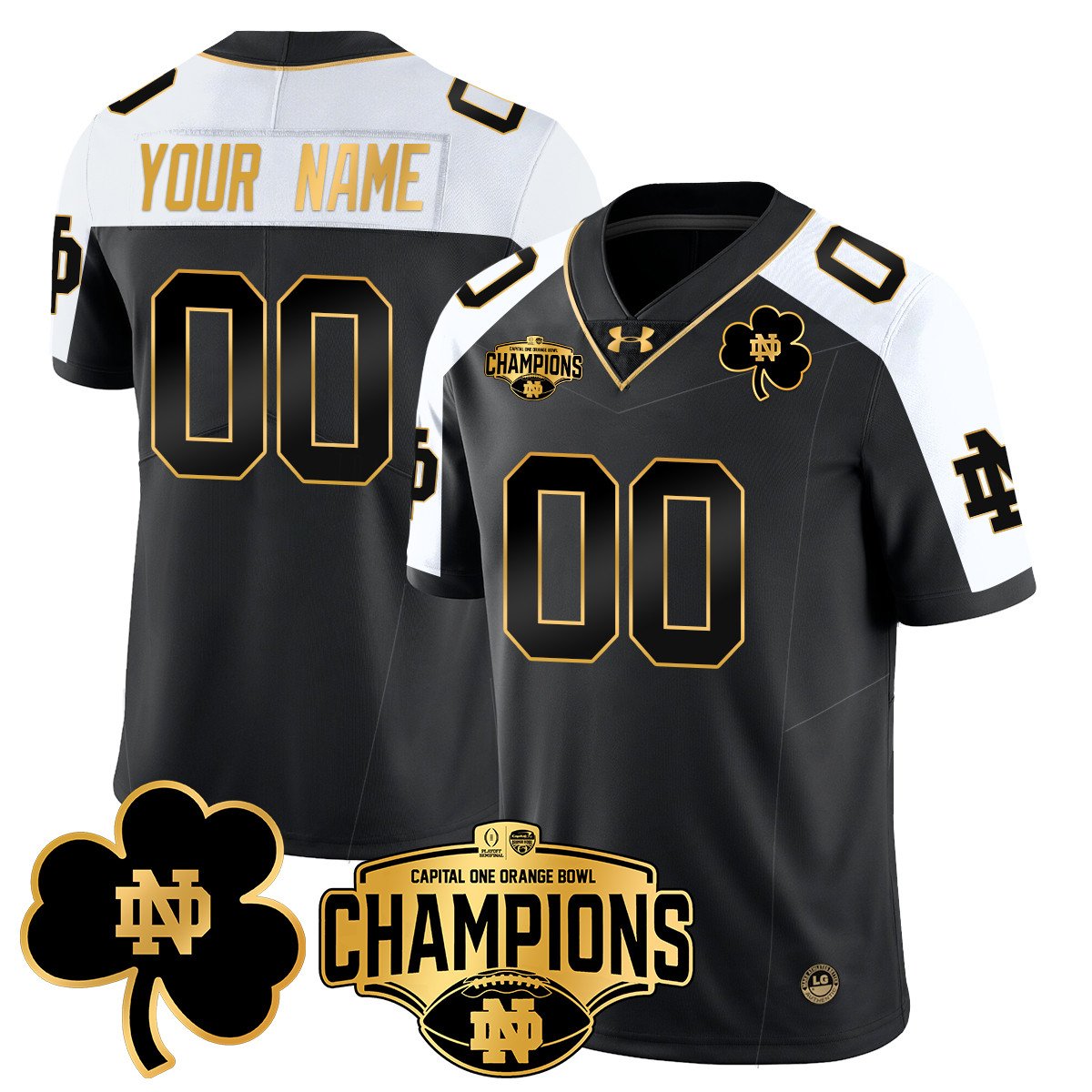 Custom ND 2025 Orange Bowl Champions Jersey N5 - All Stitched