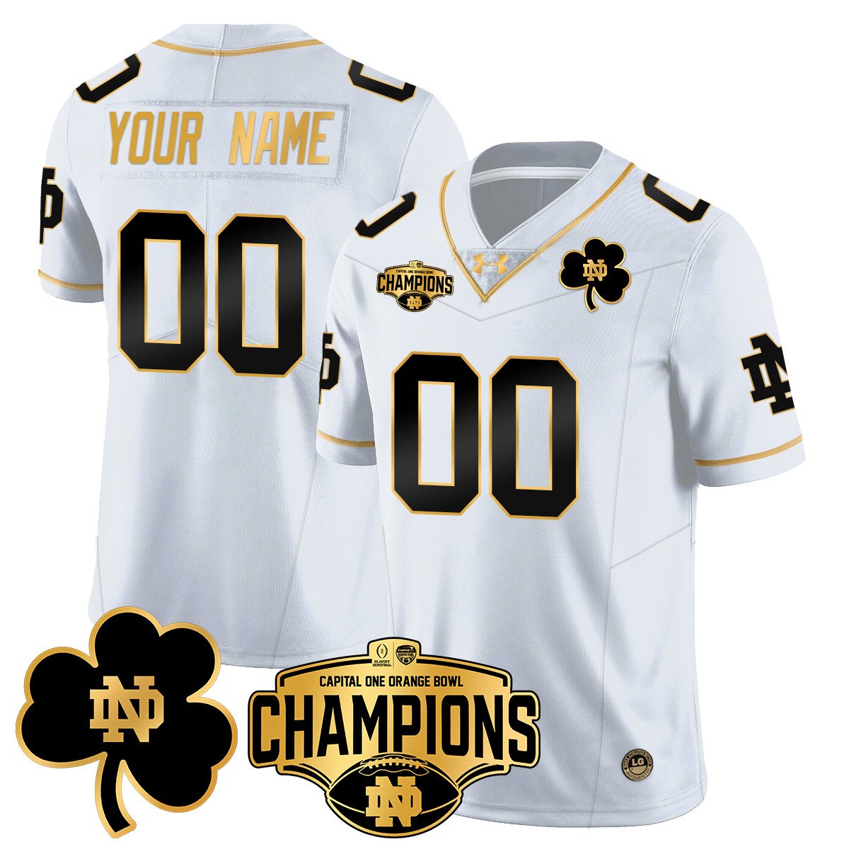 Custom ND 2025 Orange Bowl Champions Jersey N5 - All Stitched