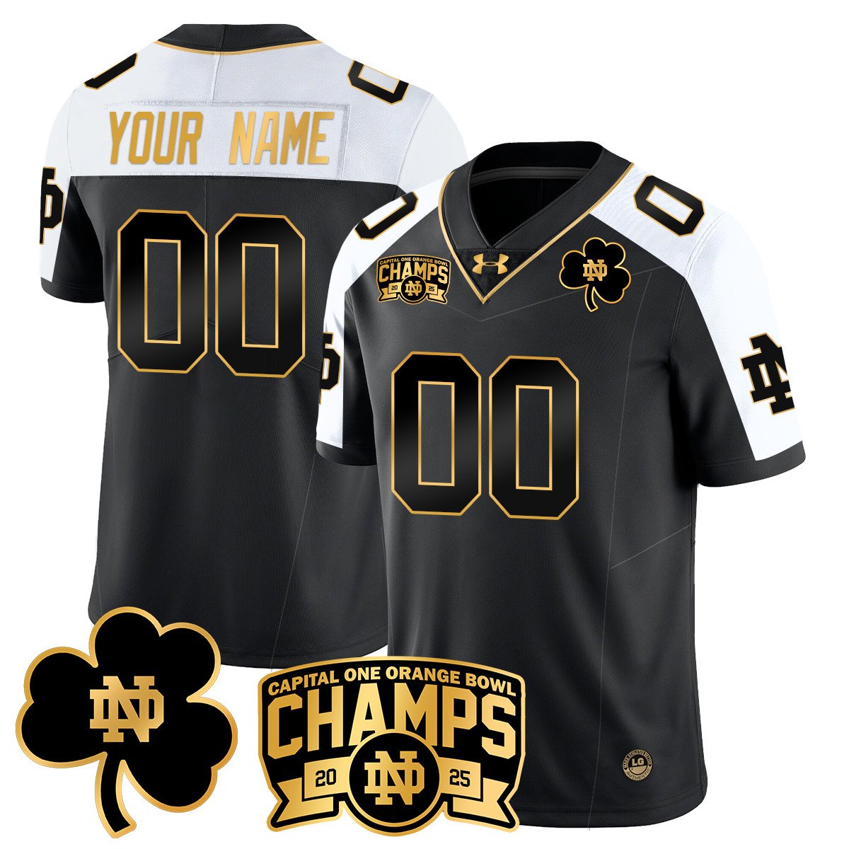 Custom ND 2025 Orange Bowl Champions Jersey N6 - All Stitched