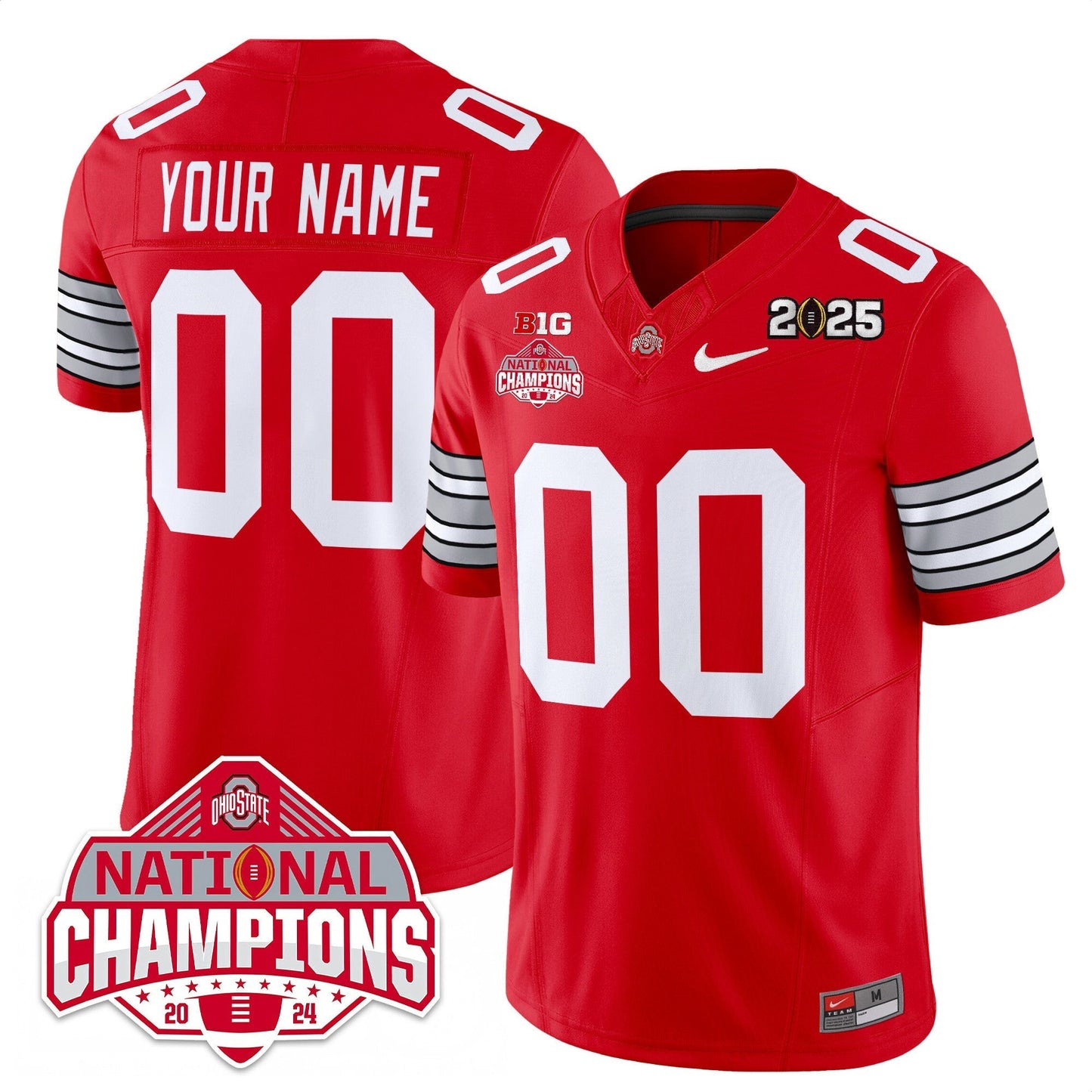 Custom Name/Gender OSU 'Heritage Stripe' 2025 CFP Patch - National Champions Jersey - All Stitched