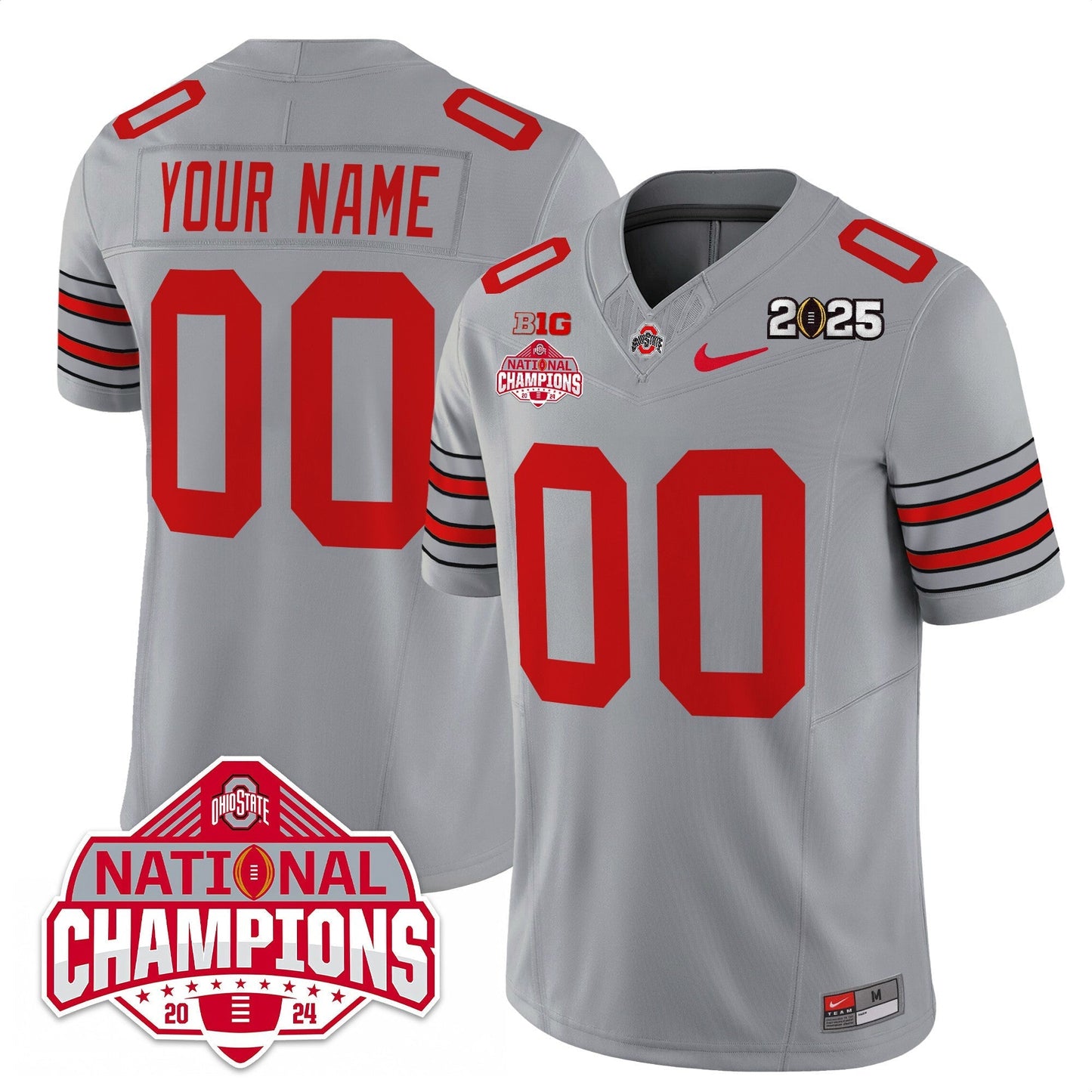 Custom Name/Gender OSU 'Heritage Stripe' 2025 CFP Patch - National Champions Jersey N19 - All Stitched