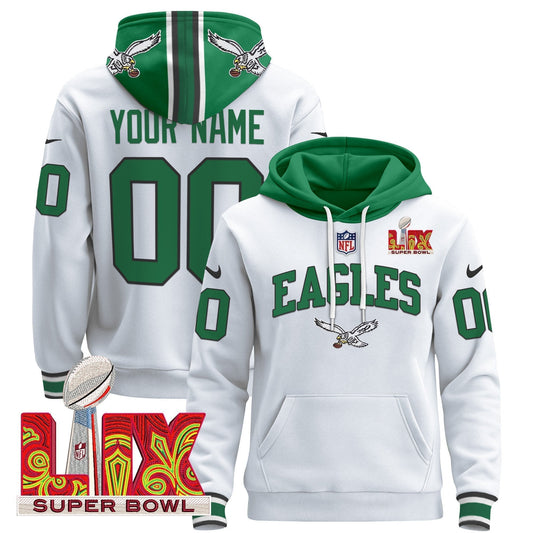 PHI Super Bowl LIX Patch Custom Pullover Hoodie - Stitched-NQD