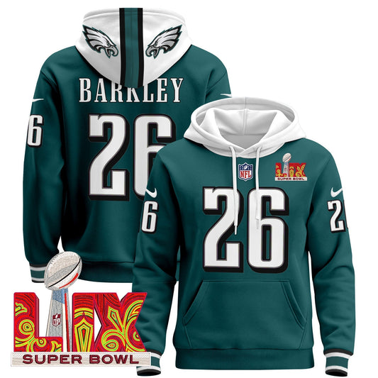 PHI Super Bowl LIX Patch Pullover Hoodie - Stitched-NQD