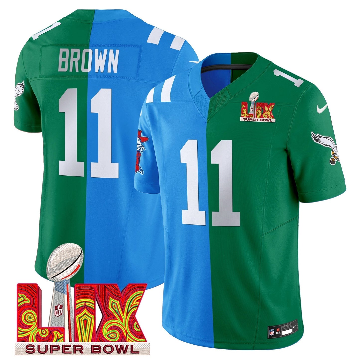 Split PHI Super Bowl LIX & College Football Vapor Limited Jersey - Stitched-NQD