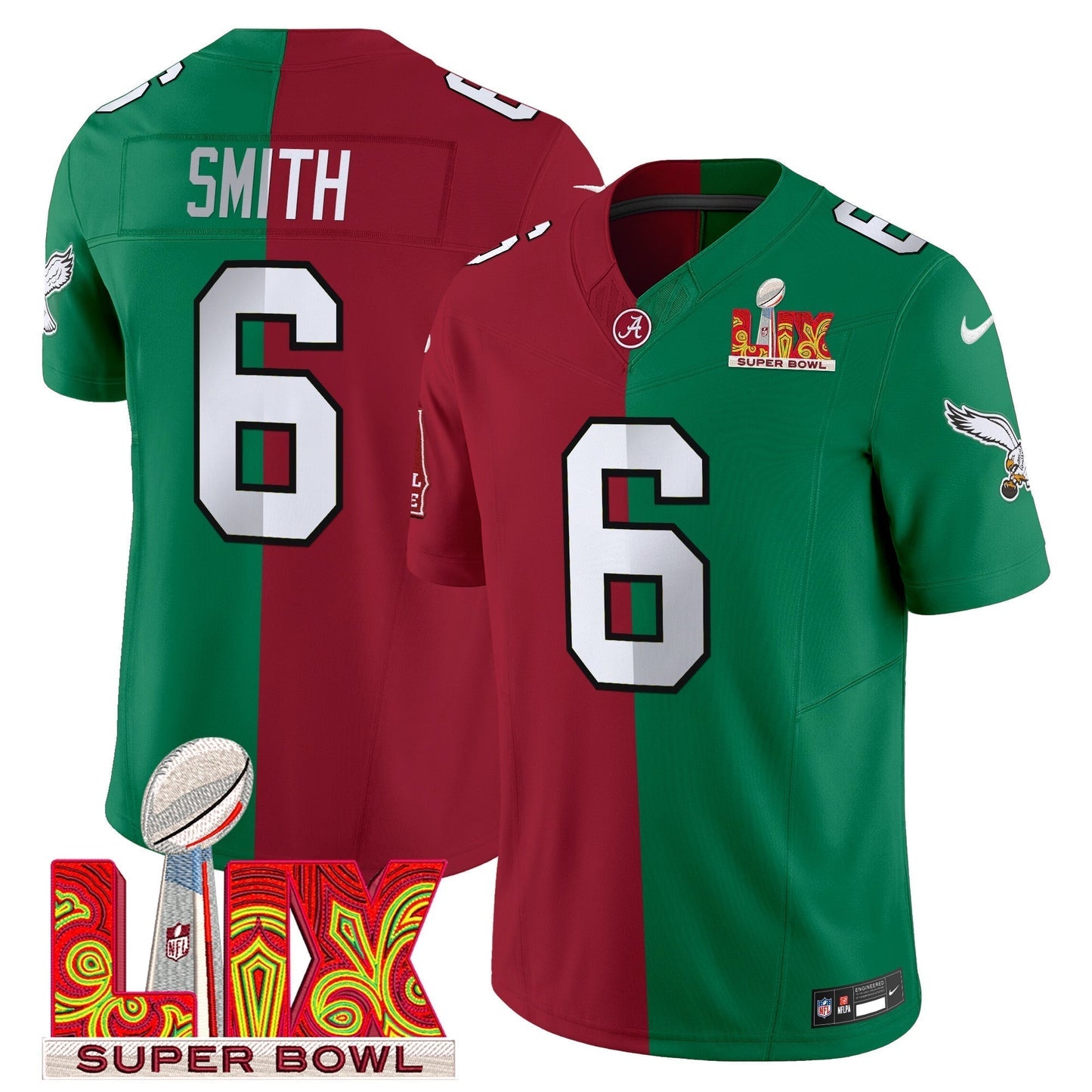 Split PHI Super Bowl LIX & College Football Vapor Limited Jersey - Stitched-NQD