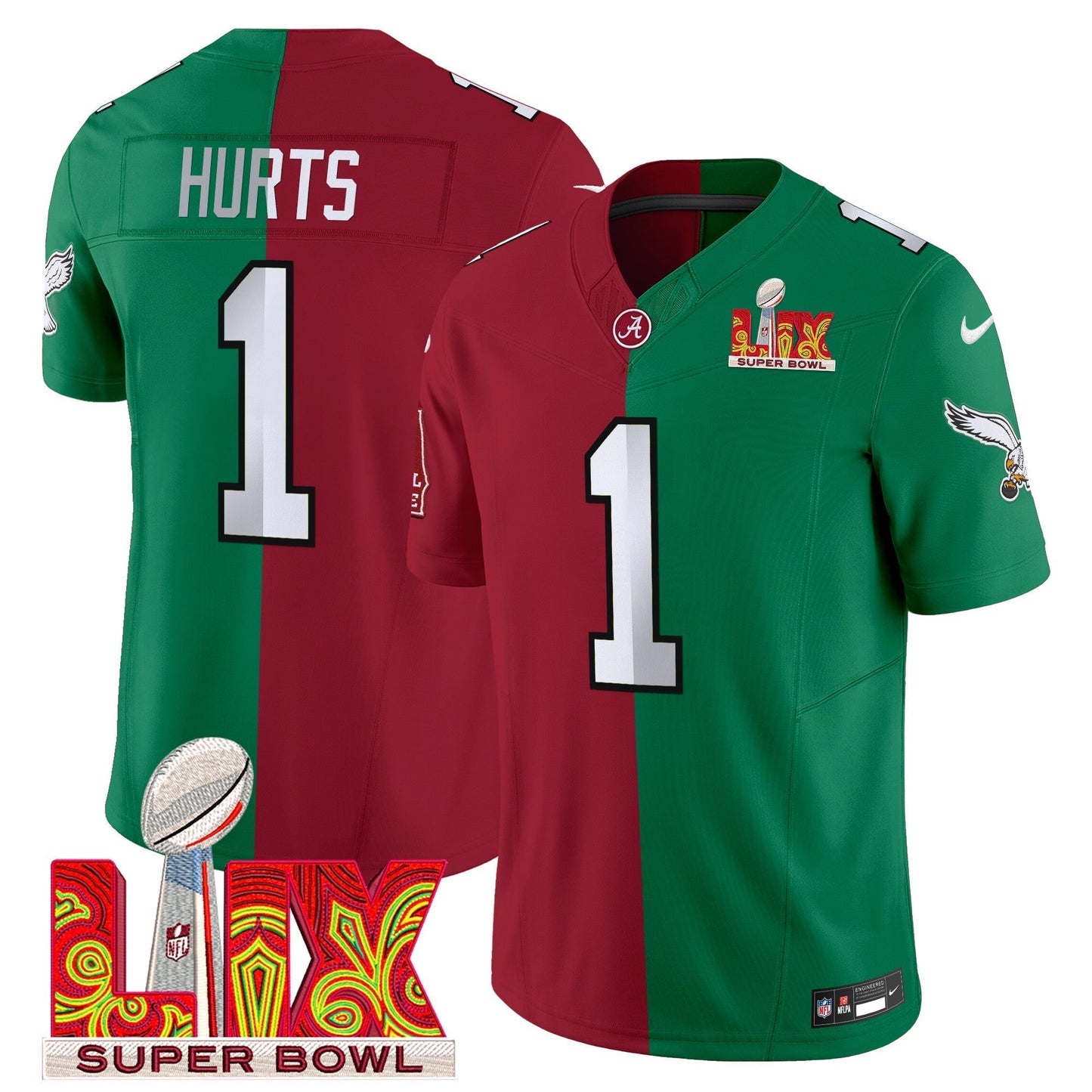 Split PHI Super Bowl LIX & College Football Vapor Limited Jersey - Stitched-NQD