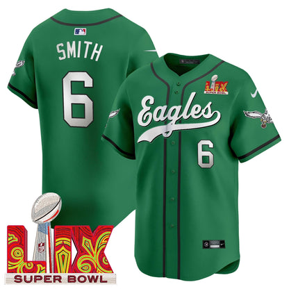 PHI Midnight Green Super Bowl LIX Vapor Baseball Jersey - All Stitched