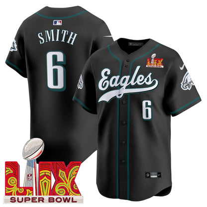 Men's Philadelphia Eagles Midnight Green Super Bowl LIX Vapor Baseball Jersey - All Stitched