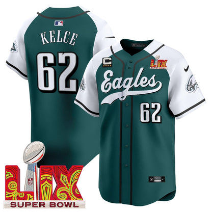 PHI Midnight Green Super Bowl LIX Vapor Baseball Jersey - All Stitched