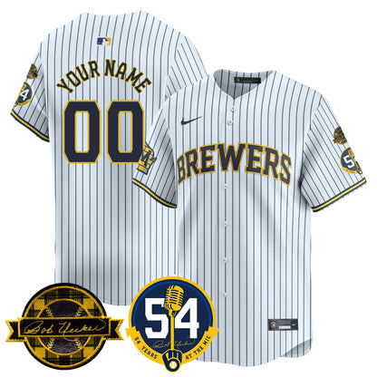 Custom Name/Number MIL Jersey - Bob Uecker, 54 Seasons for Brewers - All Stitched