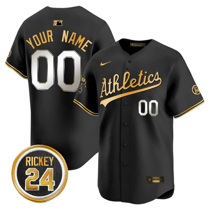 OAK Rickey Henderson Patch Vapor Premier Limited Custom Jersey - All Stitched