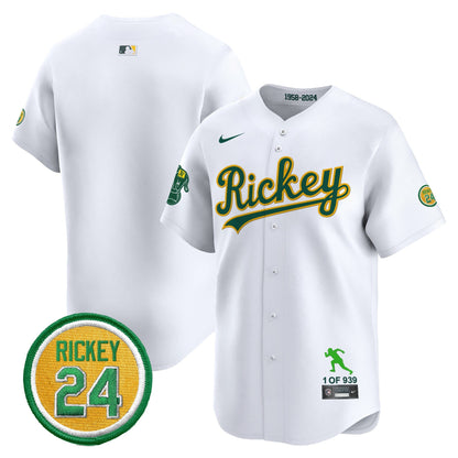 Men's Oakland Athletics Rickey Tribute style Vapor Premier Limited Jersey - All Stitched