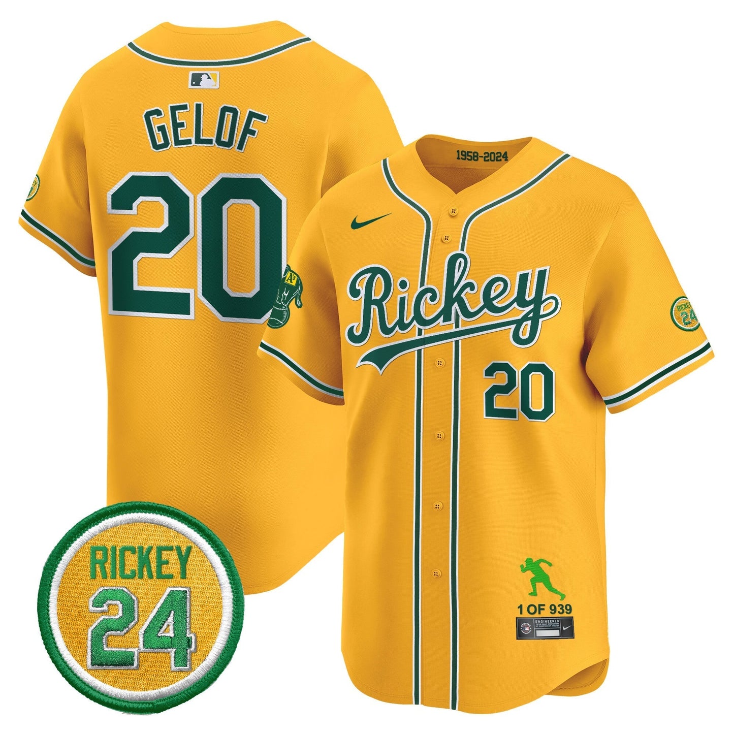 Men's Oakland Athletics Rickey Tribute style Vapor Premier Limited Jersey - All Stitched
