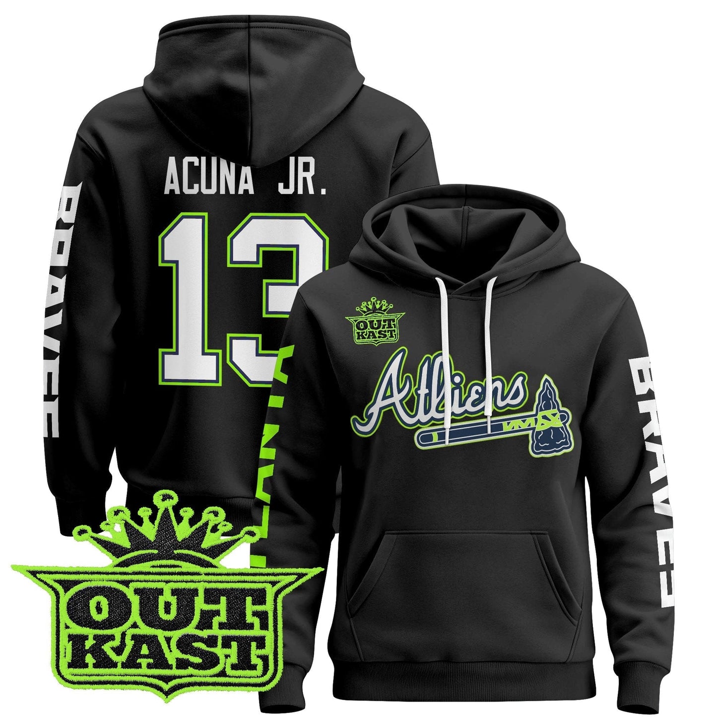 Men's Atlanta Braves 2025 Atliens Pullover Hoodie - All Stitched