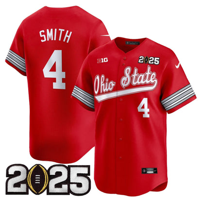 Men's Ohio State Buckeyes 'Heritage Stripe' 2025 CFP Final Patch Vapor Baseball Jersey V2 - All Stitched