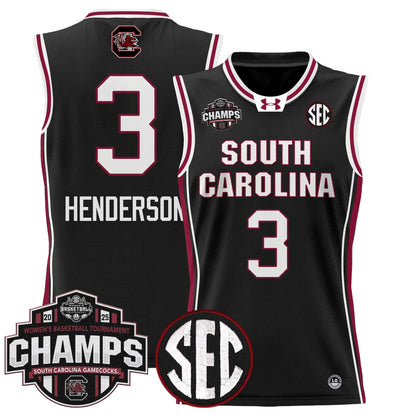 Men's Size - South Carolina Gamecocks 2025 SEC Women's Conference Tournament Champions Lightweight Basketball Jersey - All Stitched