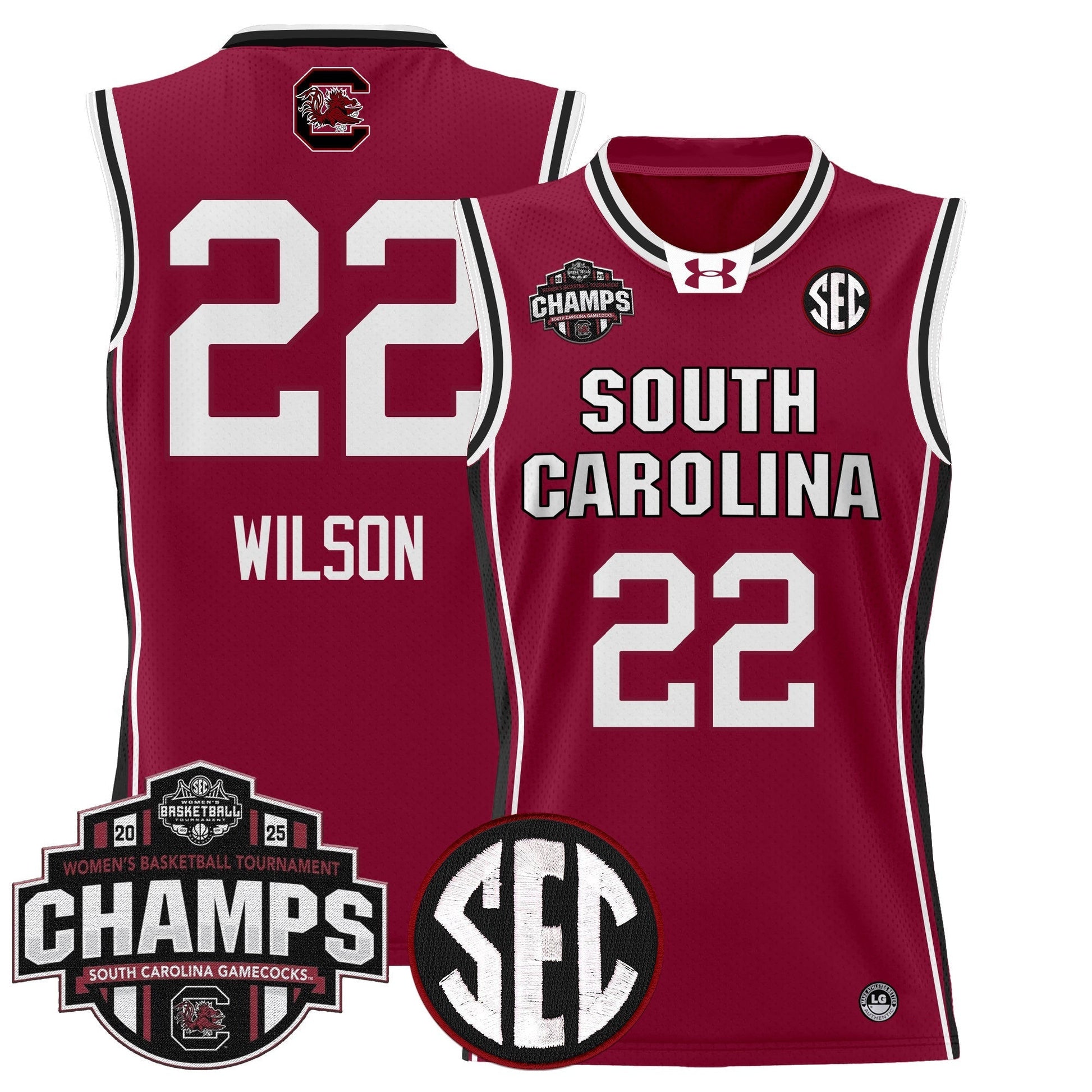Men's Size - South Carolina Gamecocks 2025 SEC Women's Conference Tournament Champions Lightweight Basketball Jersey - All Stitched