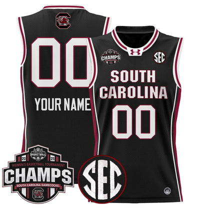 South Carolina Gamecocks 2025 SEC Women's Conference Tournament Champions Lightweight Basketball Custom Jersey - All Stitched