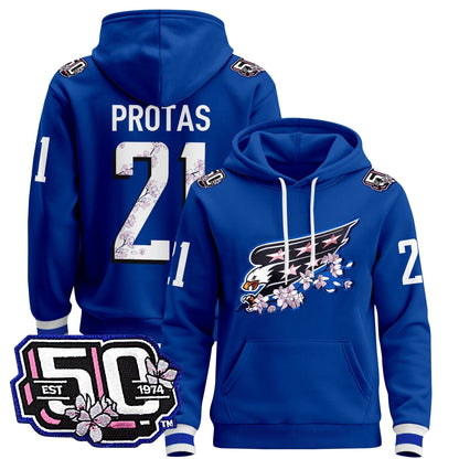 Men's Washington Capitals 50th Anniversary Cherry Blossom Pullover Hoodie - All Stitched