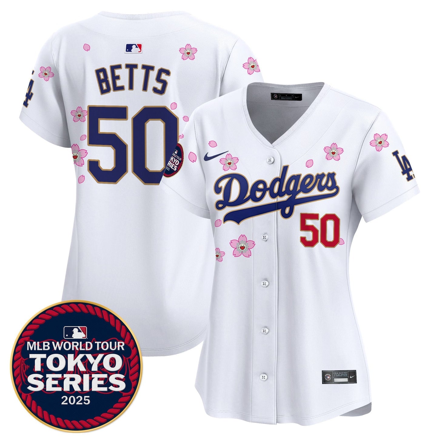 Women's Dodgers Tokyo Series 2025 Gold Trim Vapor Premier Limited Jersey V2 - Stitched