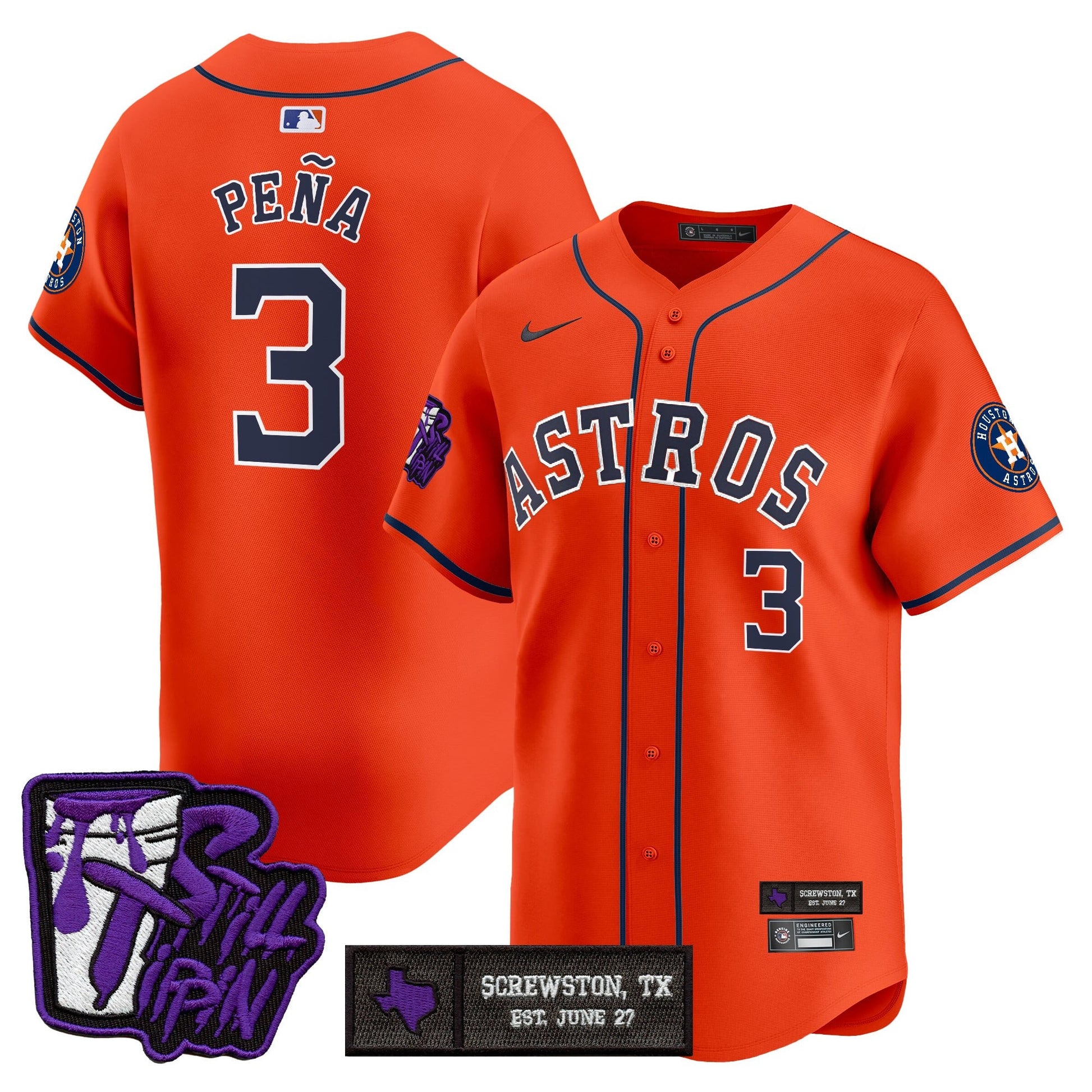 Houston Astros DJ Screw Still Tippin Purple Patch Vapor Premier Limited Jersey - All Stitched