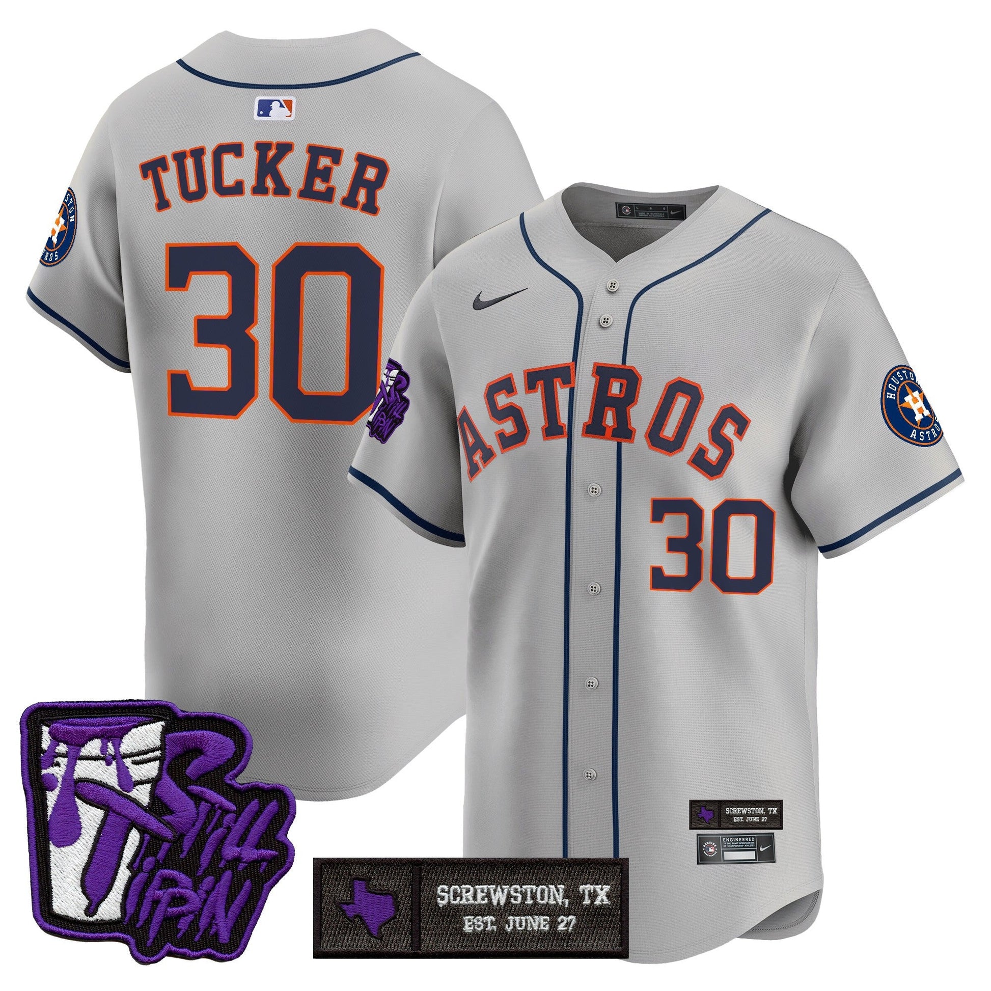Men's Houston Astros DJ Screw Still Tippin Purple Patch Vapor Premier Limited Jersey - All Stitched