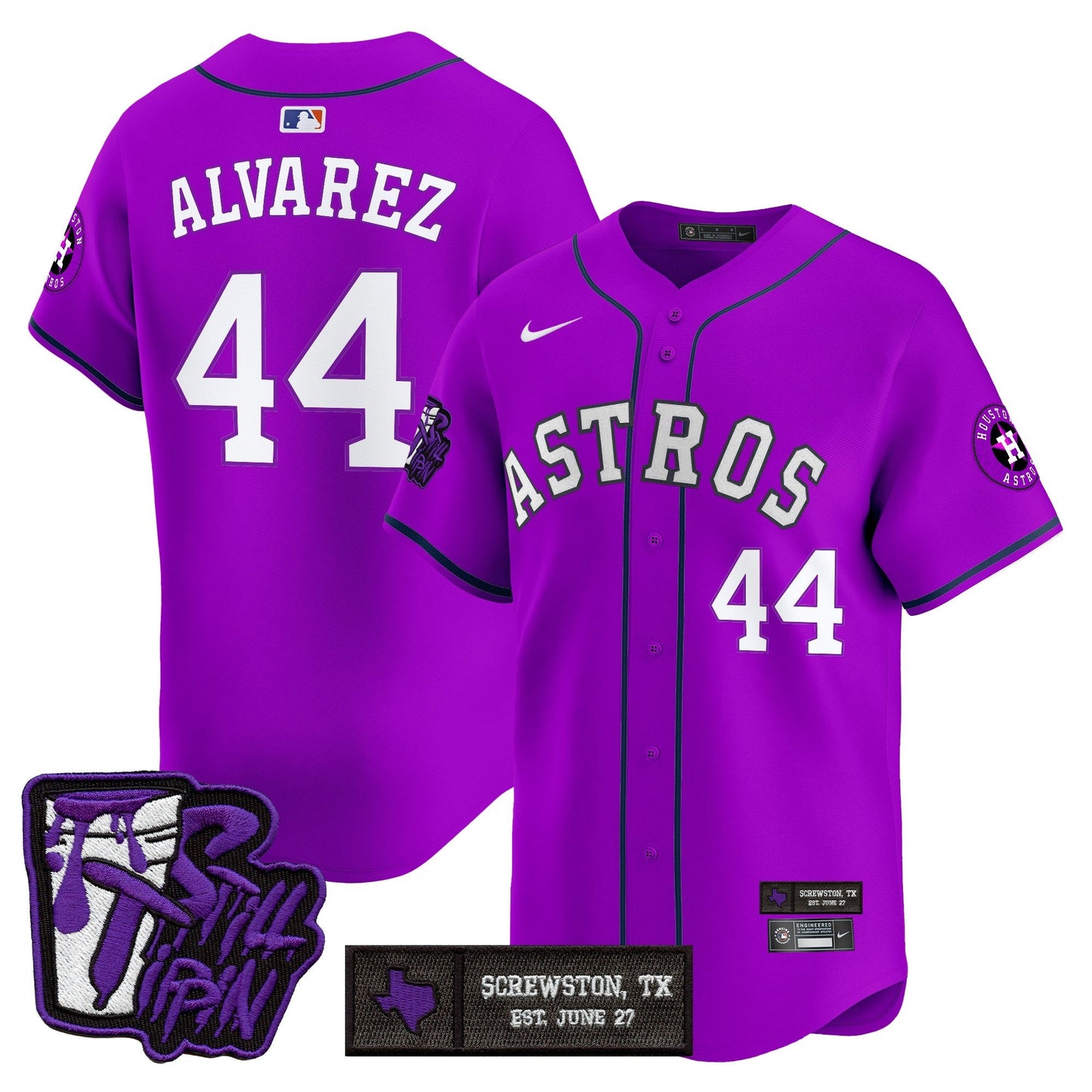 Men's Houston Astros DJ Screw Still Tippin Purple Patch Vapor Premier Limited Jersey - All Stitched