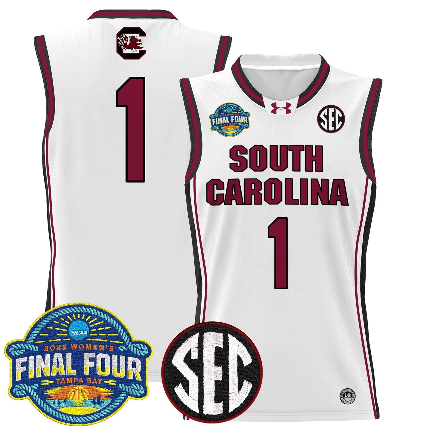 Men's Size - South Carolina Gamecocks 2025 Sec Women's Final Four Patch Lightweight Basketball Jersey - All Stitched