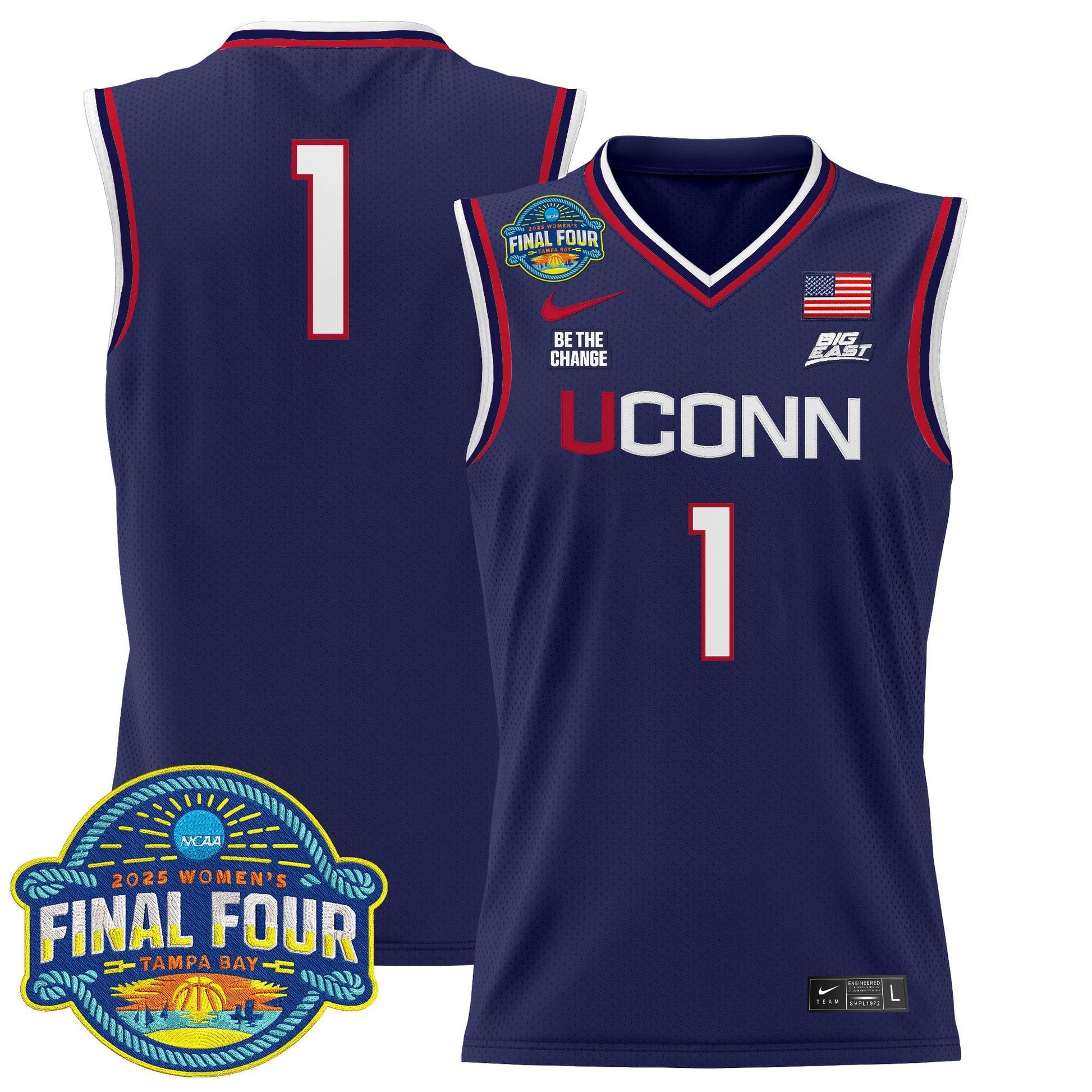 Men's Size - UConn Huskies 2025 Big Eat Women's Final Four Patch Lightweight Basketball Jersey - All Stitched