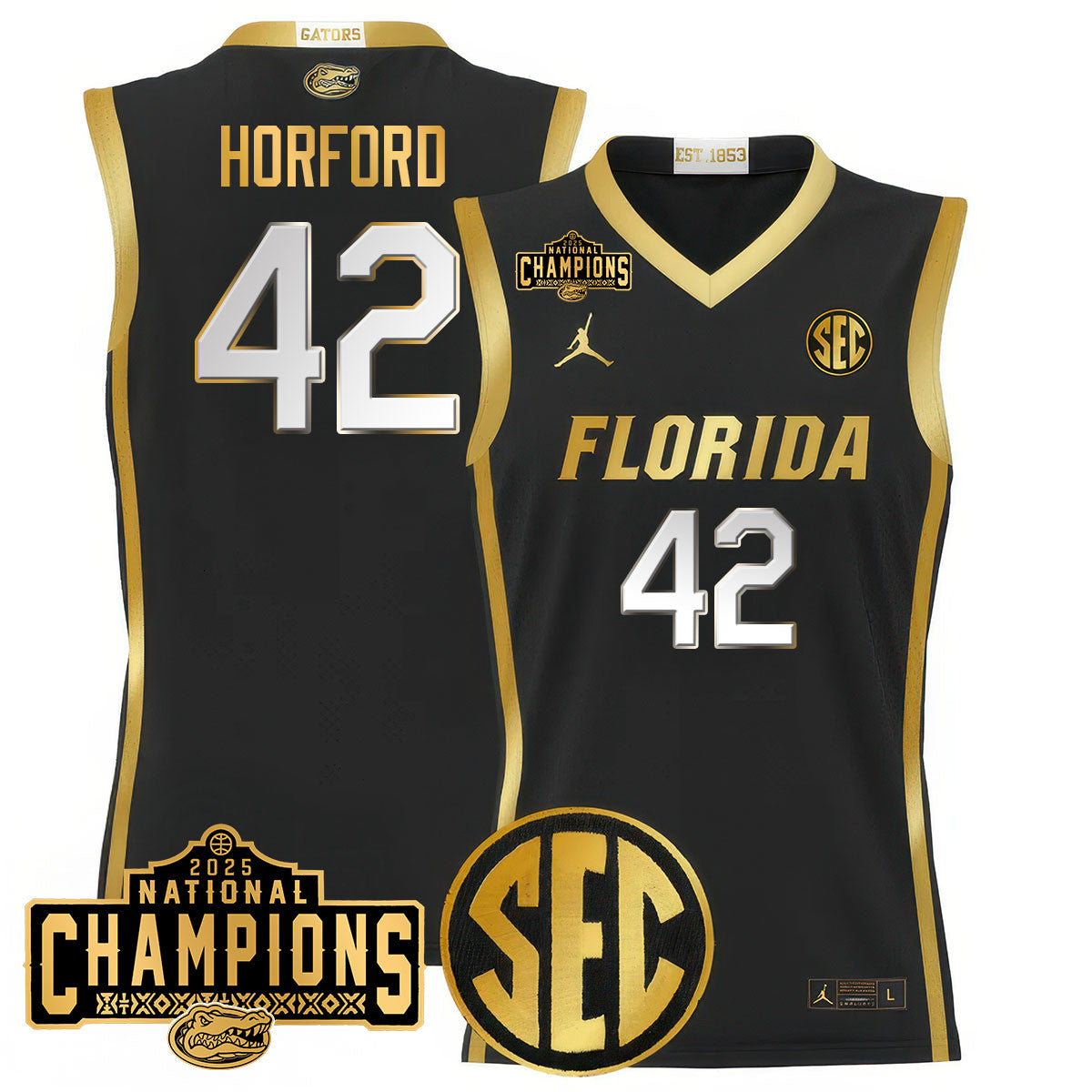 Men's Florida Gators 2025 National Champions Basketball Jersey N1 - All Stitched