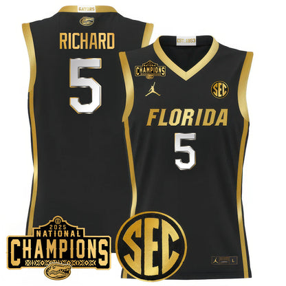 Men's Florida Gators 2025 National Champions Basketball Jersey N1 - All Stitched
