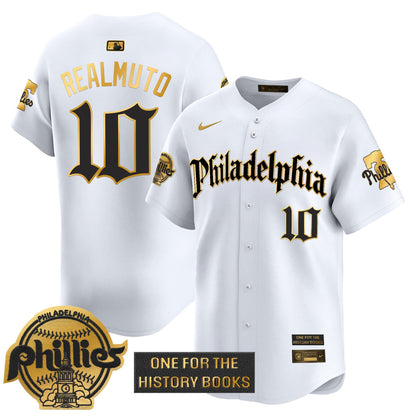 Men's Phillies 'Retro Newspaper Edition' Gold Vapor Premier Limited Jersey - All Stitched