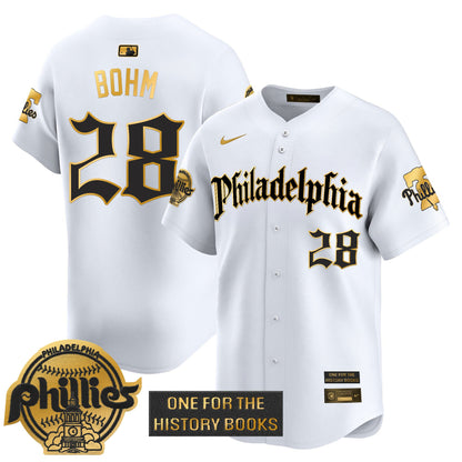 Phillies 'Retro Newspaper Edition' Gold Vapor Premier Limited Jersey - All Stitched