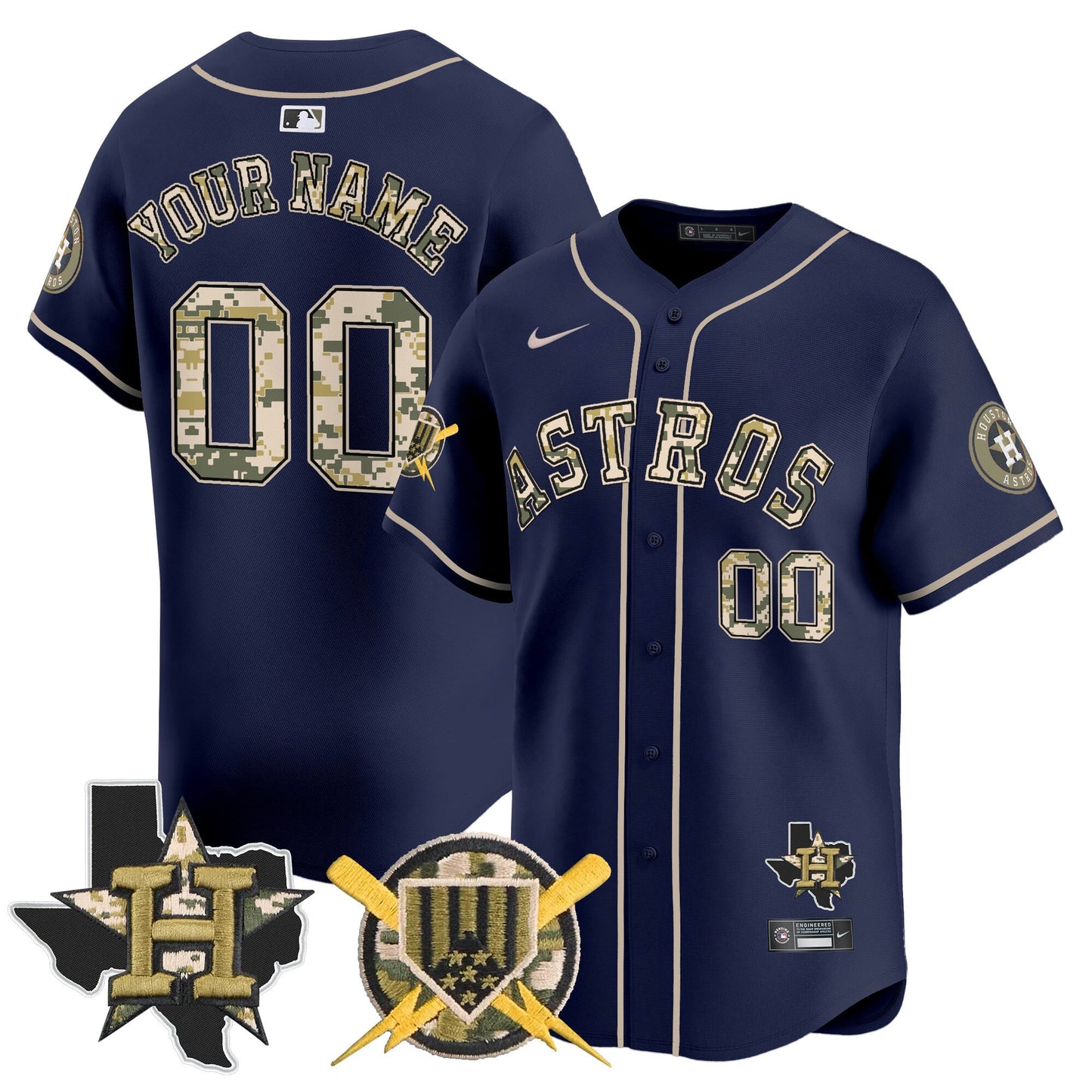 Houston Astros Armed Forces Day Vapor Premier Limited Custom Jersey V2 - All Stitched