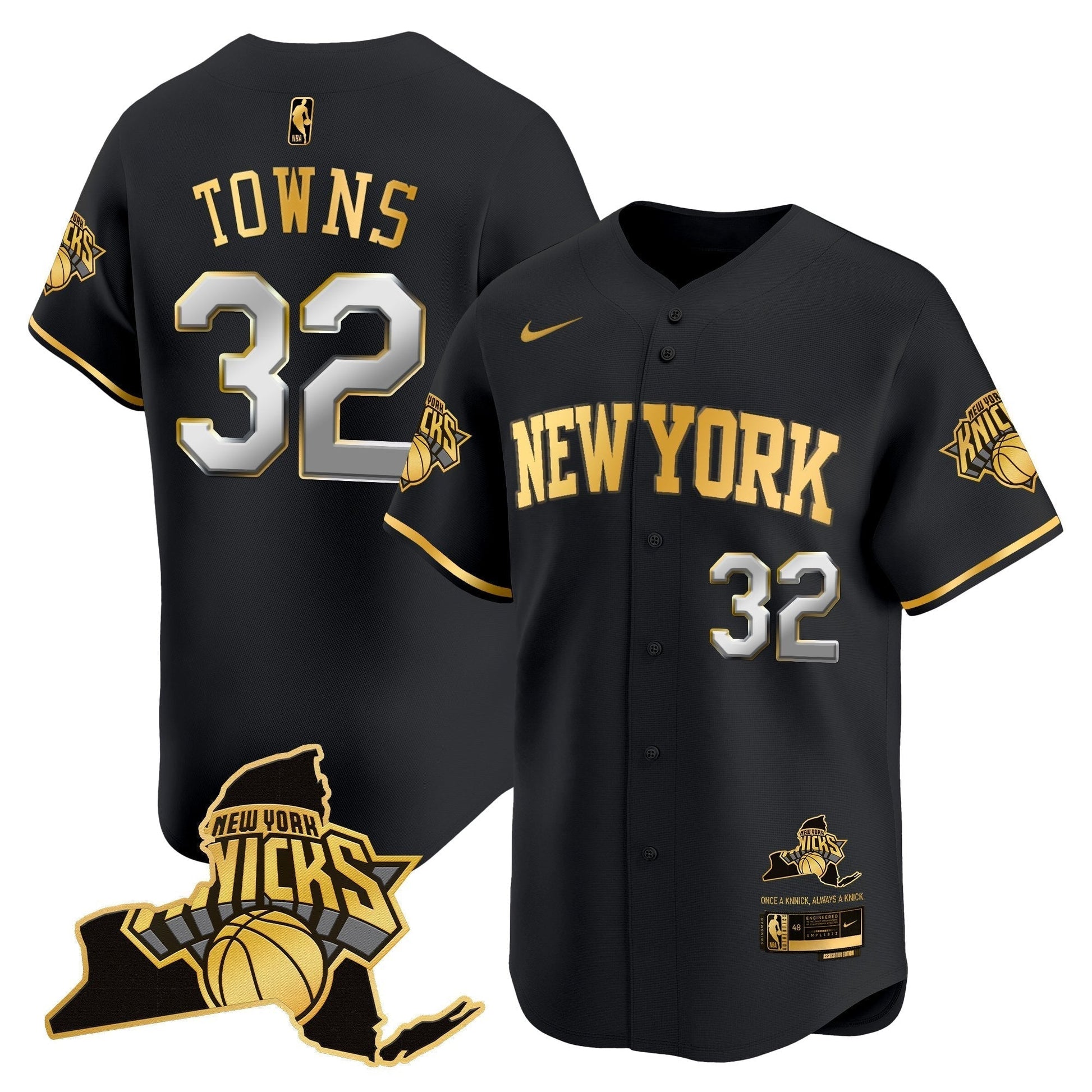 Men's New York Knicks Vapor Baseball Jersey - All Stitched