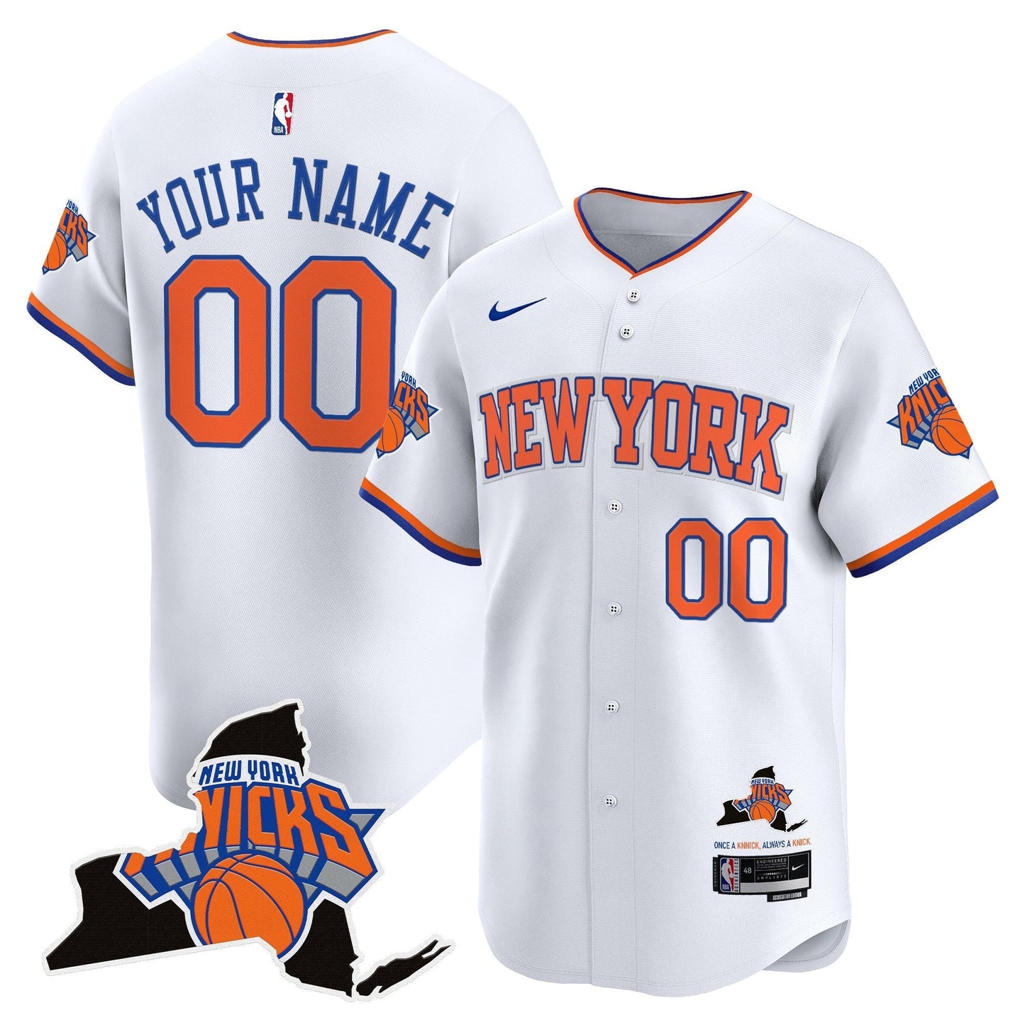 New York Knicks Vapor Baseball Custom Jersey - All Stitched