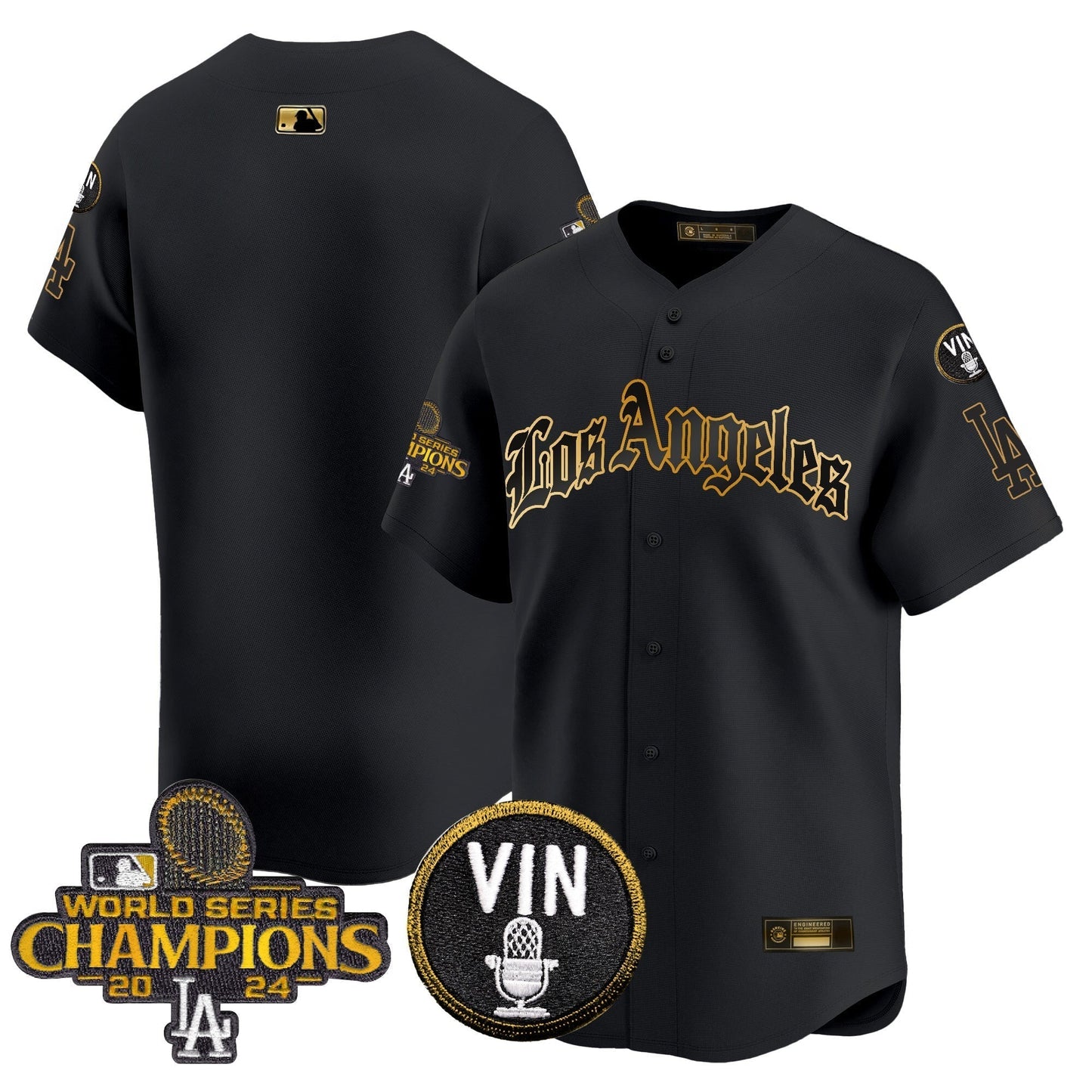 Men's Dodgers 2025 LA Gothic Style Gold Vapor Premier Limited Jersey - All Stitched