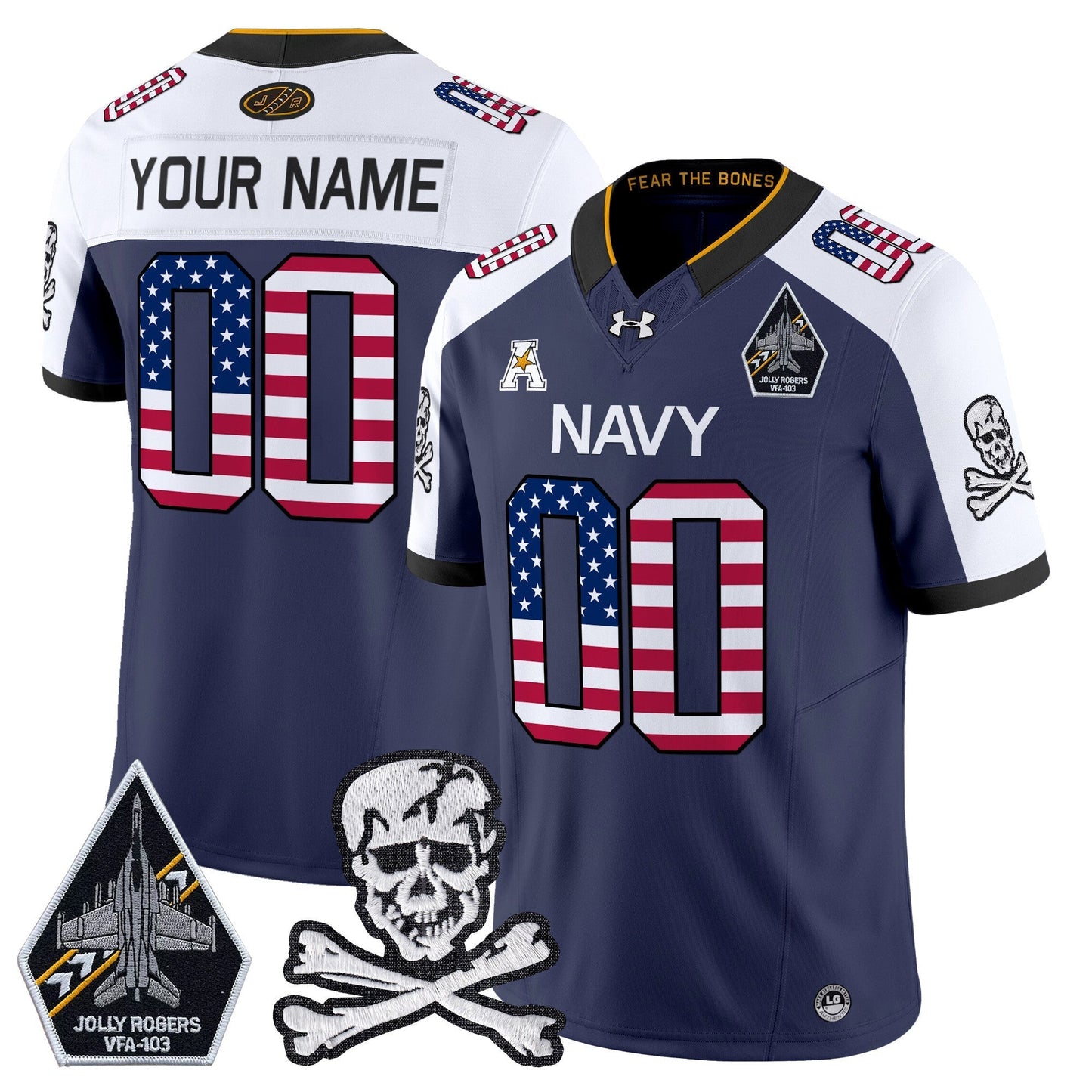 Navy Midshipmen 2025 Independence Day Vapor Limited Custom Jersey V2 - All Stitched