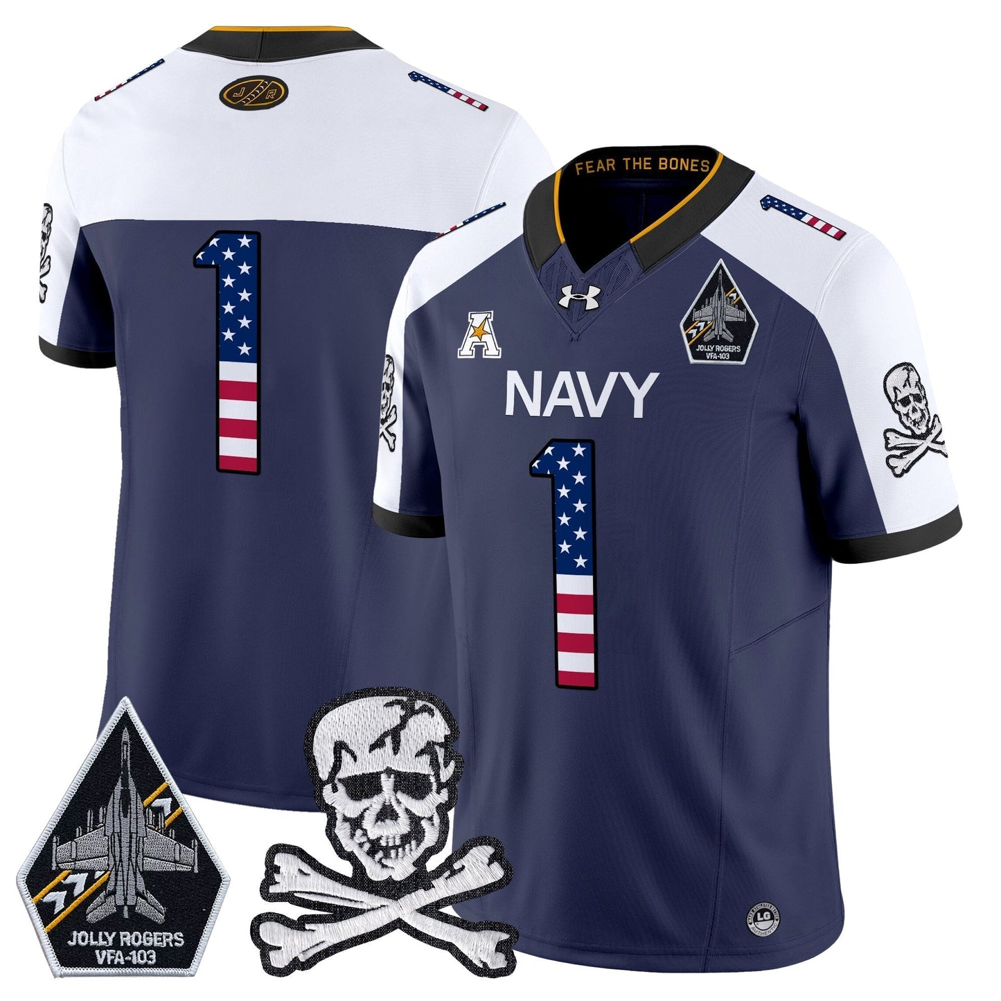 Men's Navy Midshipmen 2025 Independence Day Vapor Limited Jersey V2 - All Stitched