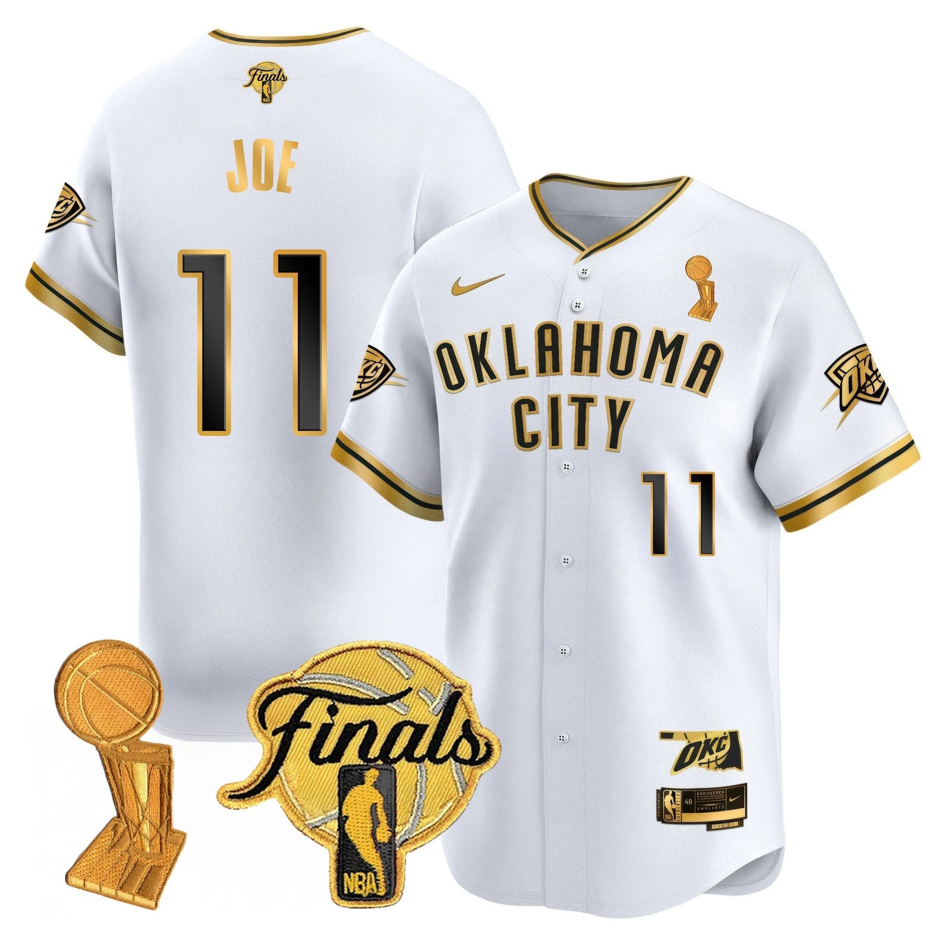Men's Oklahoma City Thunder Baseball Jersey - Final Patch - All Stitched