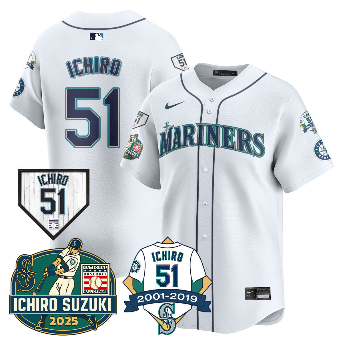 SEA Ichiro Number Retirement Jersey - All Stitched