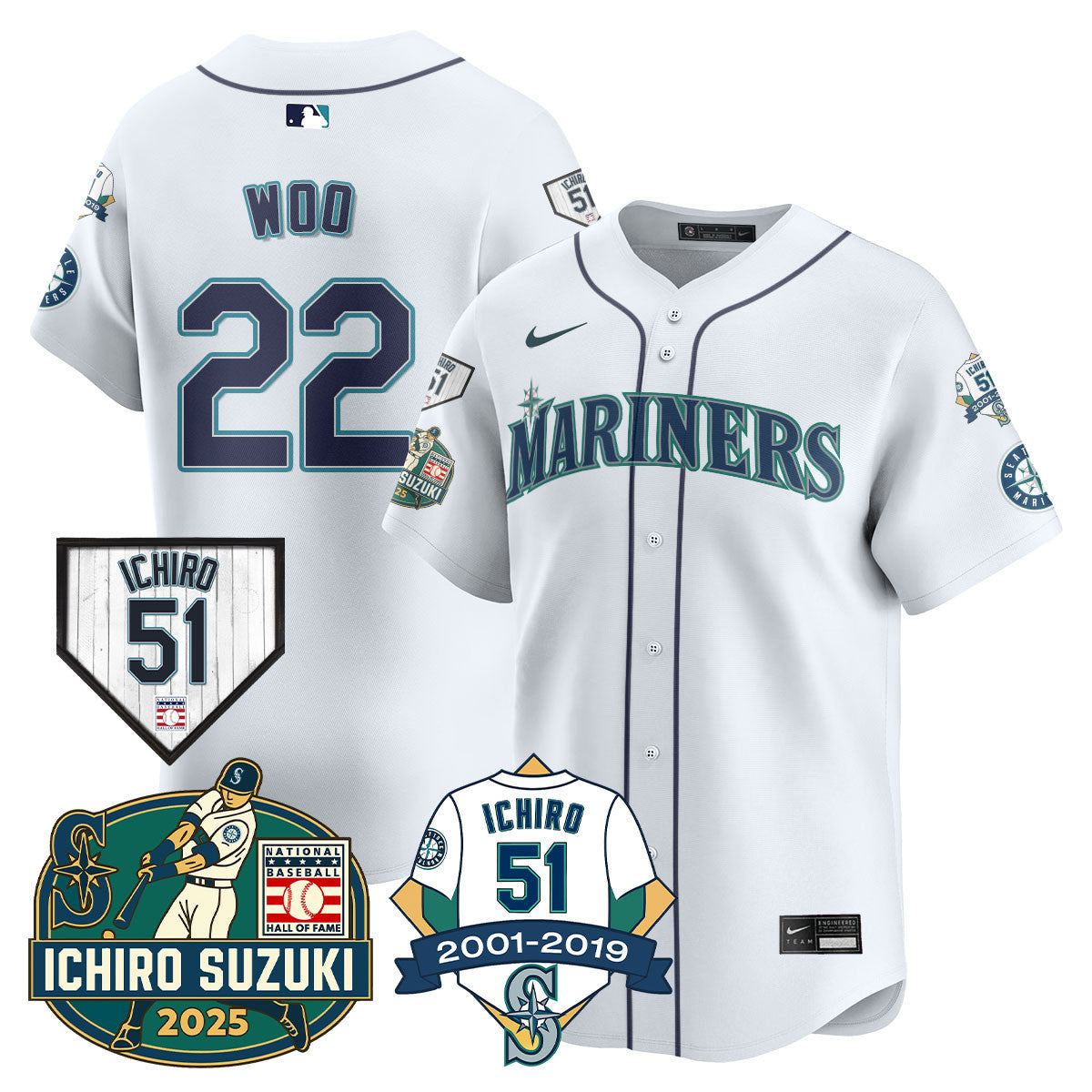 SEA Ichiro Number Retirement Jersey - All Stitched