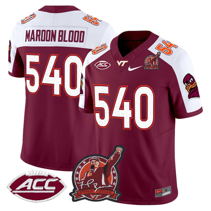 Men's Virginia Tech Hokies Coach Frank Beamer Patch 2025 Vapor Limited Jersey - All Stitched