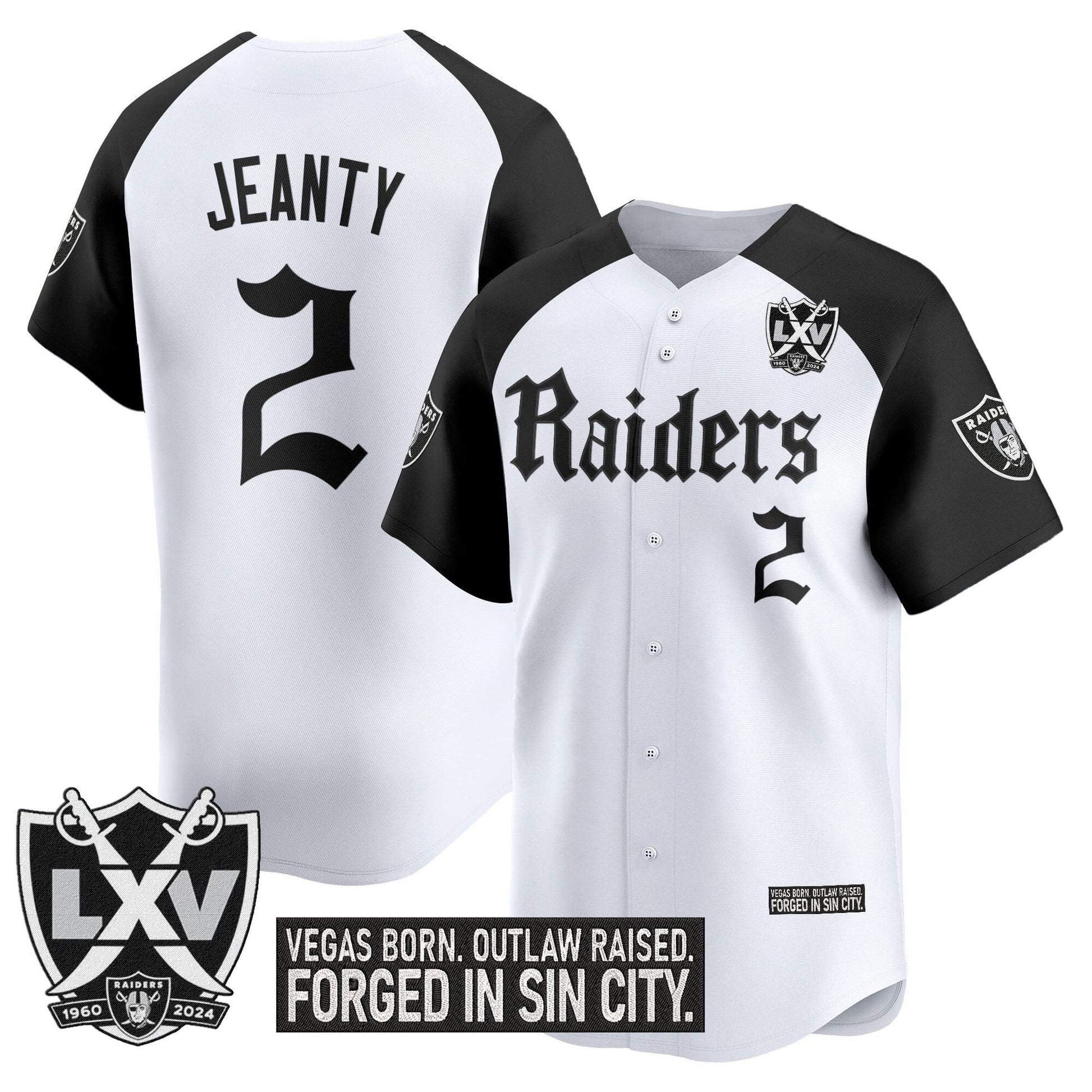 Las Vegas Raiders 'Gothic Sin City Shadows Edition' Vapor Baseball Jersey V2 - All Stitched