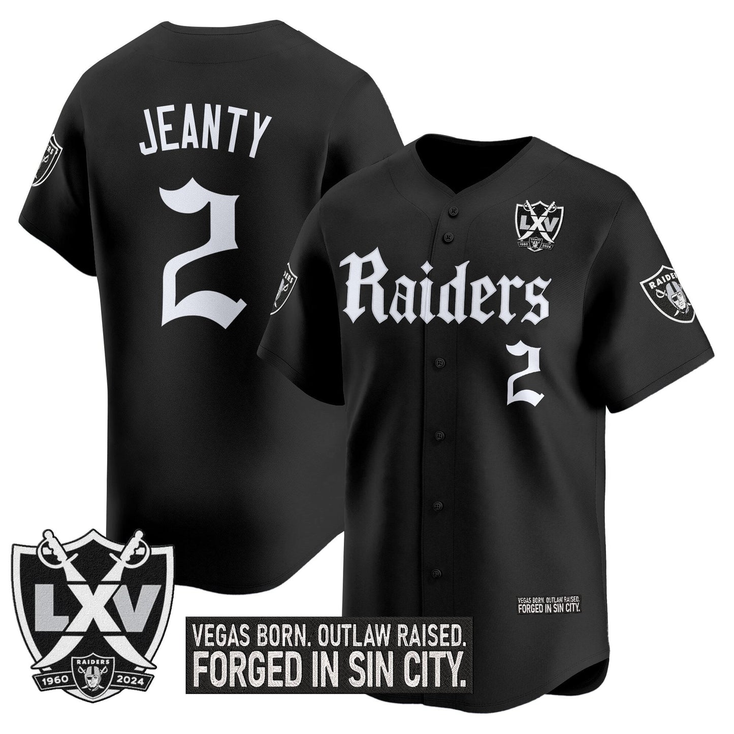 Las Vegas Raiders 'Gothic Sin City Shadows Edition' Vapor Baseball Jersey V2 - All Stitched