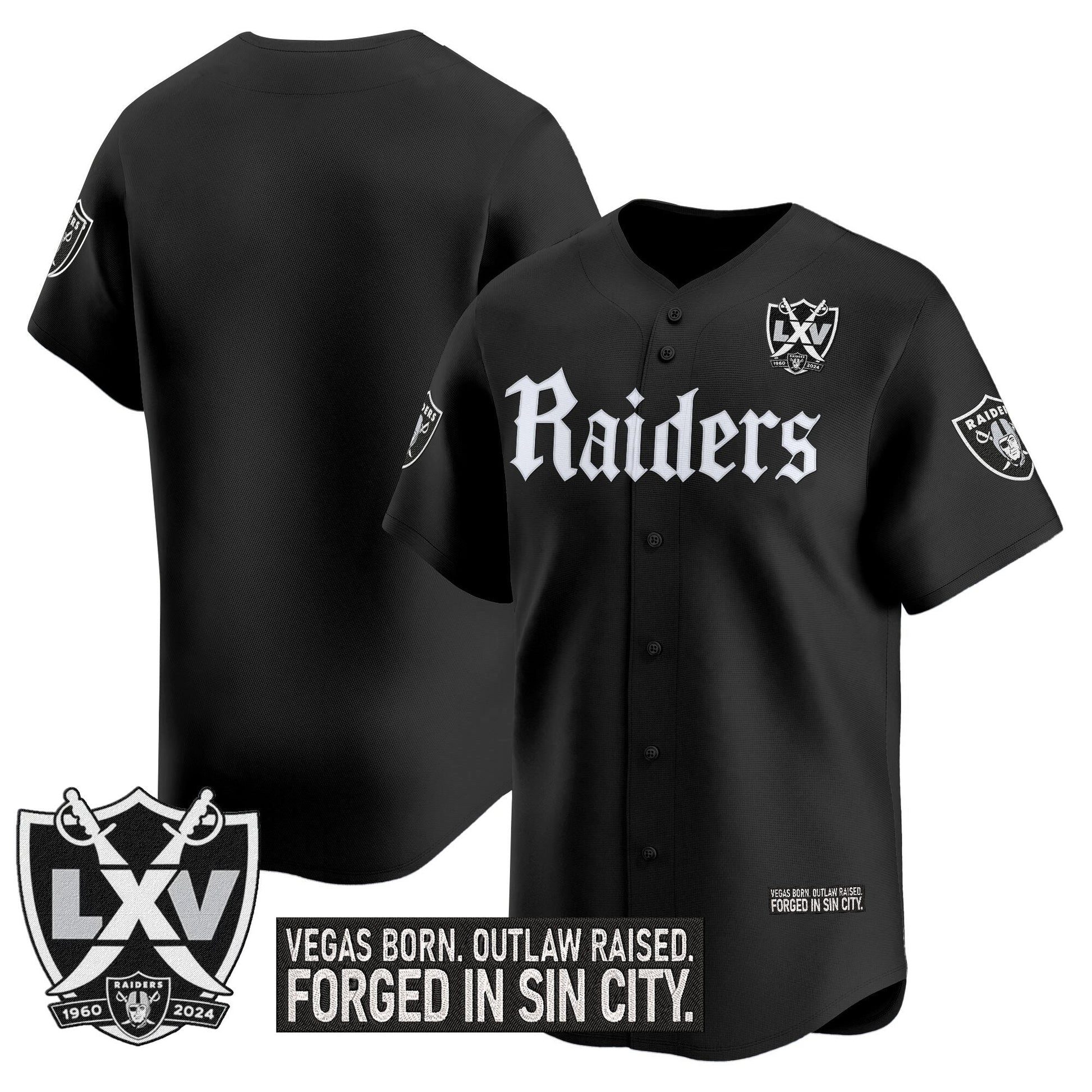 Las Vegas Raiders 'Gothic Sin City Shadows Edition' Vapor Baseball Jersey V2 - All Stitched