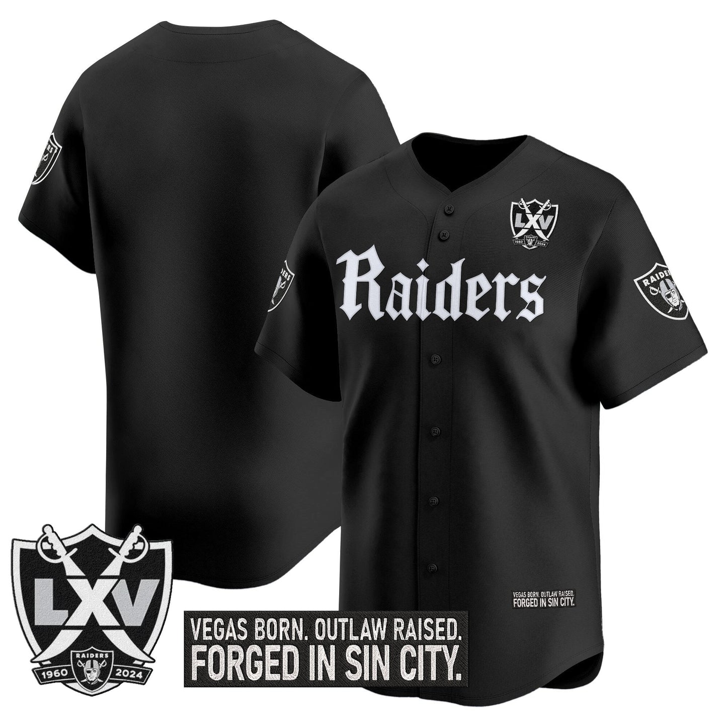 Las Vegas Raiders 'Gothic Sin City Shadows Edition' Vapor Baseball Jersey V2 - All Stitched